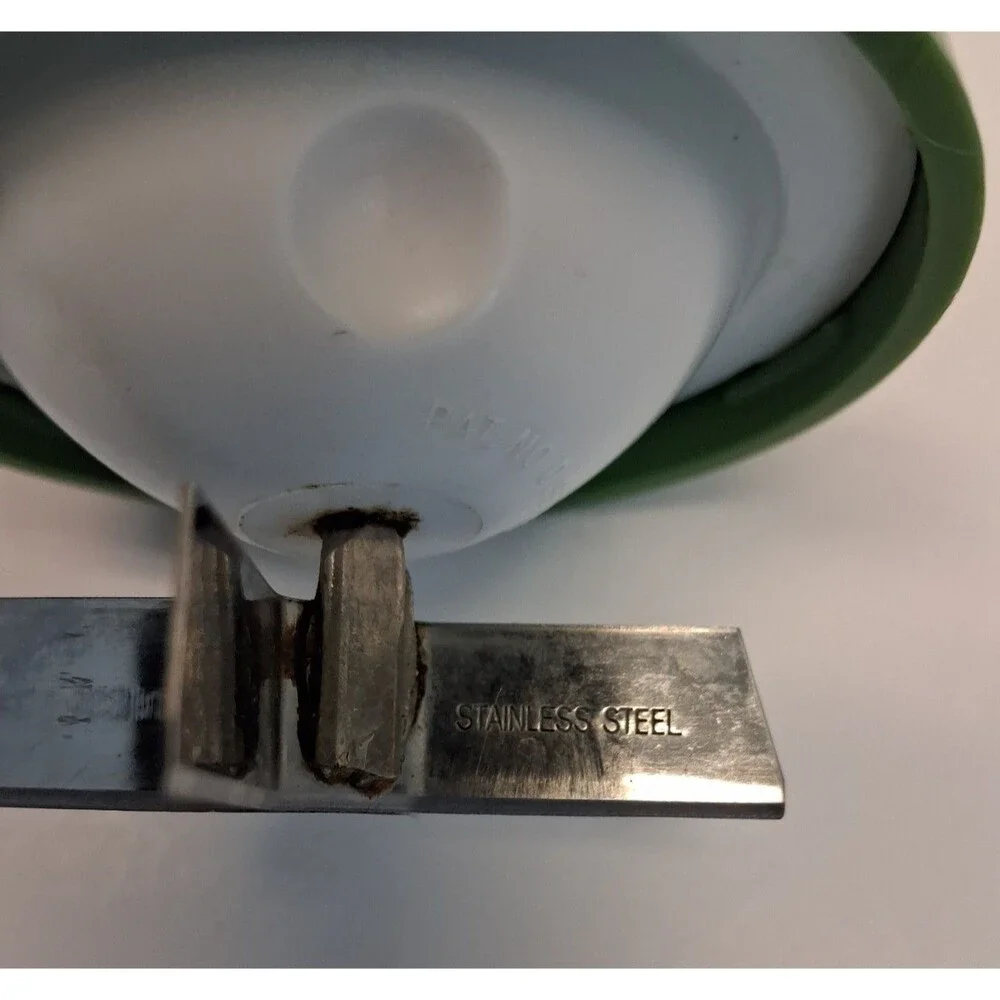 VTG Federal Housewares Glass Push Food Chopper Green 16 oz Stainless USA 1960s